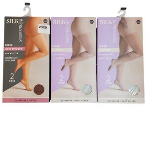 NEW 3 Packs of 2 Pair SZ XXXL Silk Impressions Sheer Pantyhose